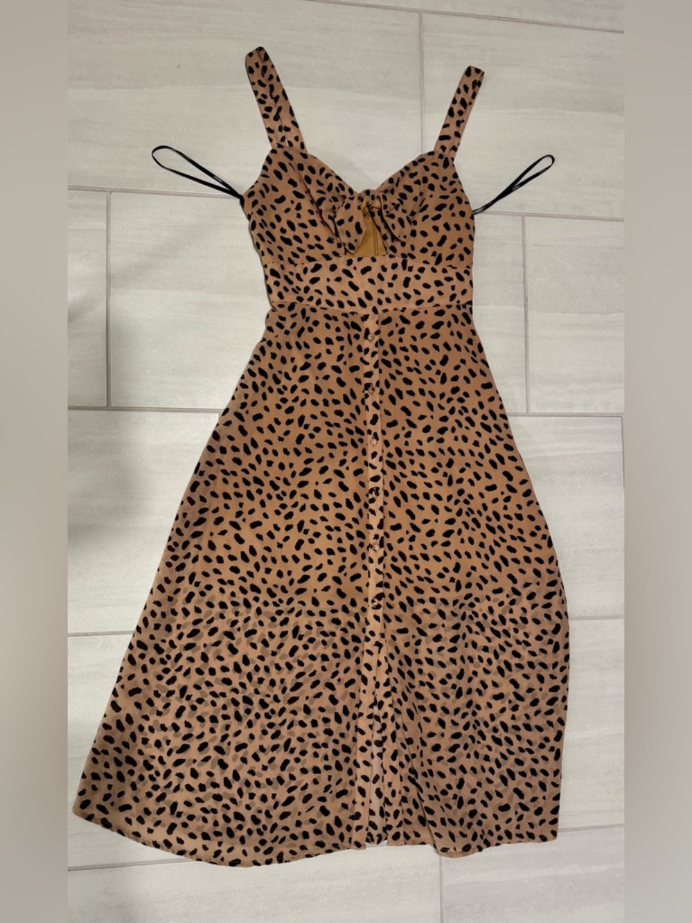 Forever 21 Tan Midi Dress Animal Print, Cheetah Print, Small